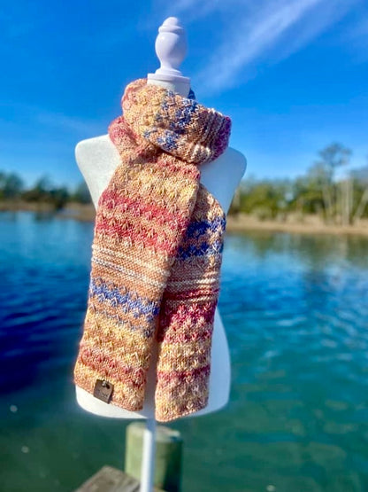 Pomona Scarf - Peach Blue Rose Yellow