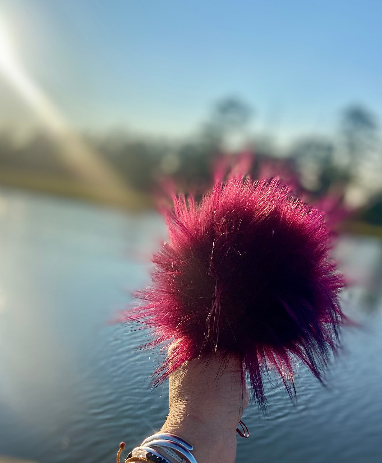 Boysenberry Mix and Match Faux Fur Pom Handmade Purple Vegan