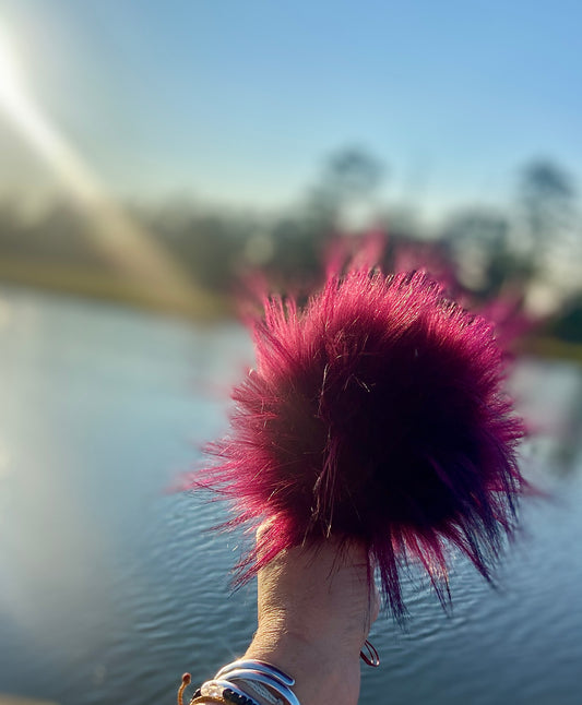 Boysenberry Mix and Match Faux Fur Pom Handmade Purple Vegan