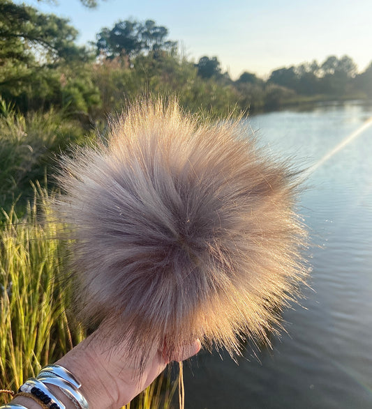 Gray Brown Cream Black Lux Faux Fur Pom Mix and Match Vegan Hand Made