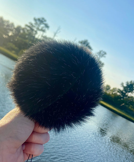 Black White Lux Faux Fur Pom Vegan Handmade Mix and Match 