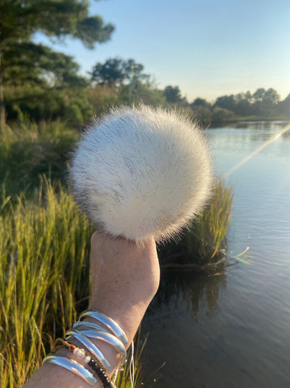 Cream White Black Lux Faux Fur Pom Mix and Match Vegan Handmade